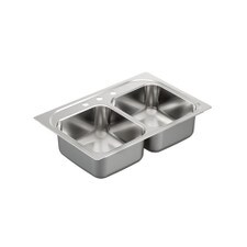 Moen Stainless Steel Kitchen Sink - 33" X 22" X 6-1/2", 3-Hole, 22 Gauge, Matte