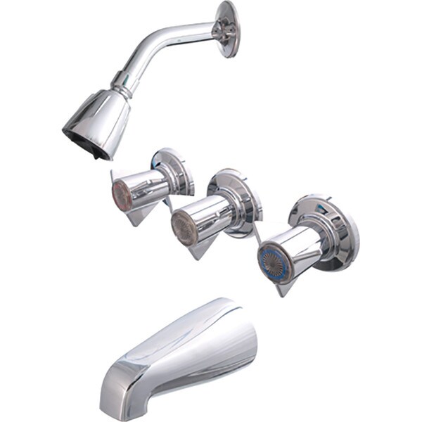 Briggs Three Handle Tub & Shower Faucet - Chrome