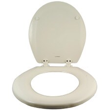 Comfort Seats Round Toilet Seat - White, Wood, Closed Front