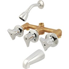 Union Brass Chrome Three Handle Tub & Shower Faucet, 1/2" sweat connections