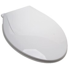 White Deluxe Plastic Toilet Seat, Closed Front with Cover, Slow-Close and QuicKlean® Hinges, Elongated