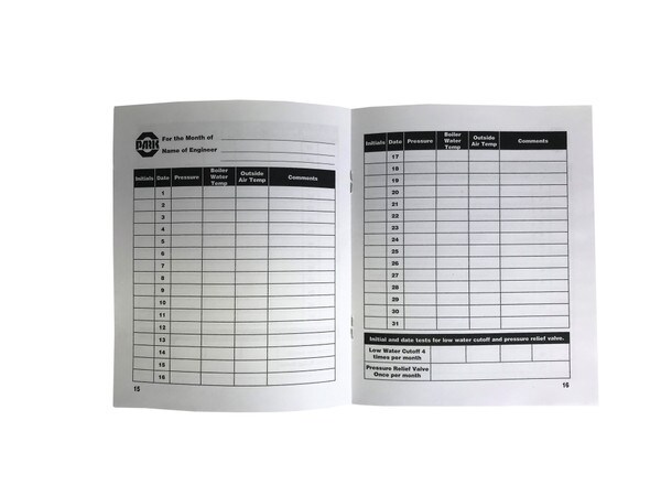 Minnesota State Approved Boiler Log Book - Steam Heating