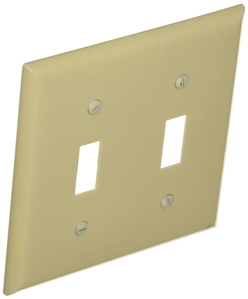 Wall Plate - 2 GANG Toggle Switch, White