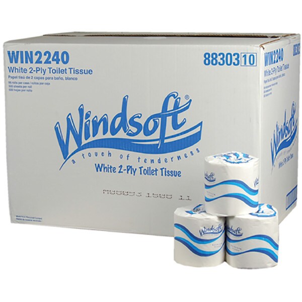 Windsoft® Regular Toilet Paper - 2-Ply, 500 Sheets Per Roll, 96 Rolls Per Case