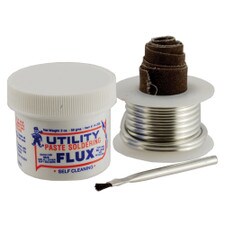 Utility Bio-Safe Lead Free Soldering Kit - 2 Oz. Flux, 1/4 Lb. Solder, Flux Brush, 18" Emery Cloth